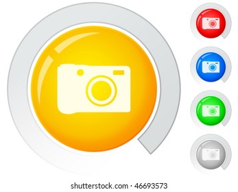 Circle buttons with photography symbol. Vector illustration.