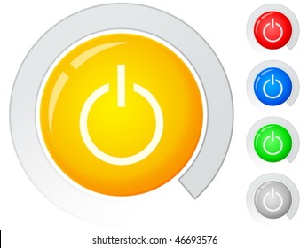 Circle Buttons Power Symbol Vector Illustration Stock Vector (Royalty ...