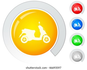 Circle buttons with scooter. Vector illustration.