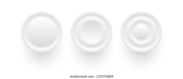 Circle Buttons weiß und grau, 3D Navigationsleiste für Website, bearbeitbare Vektorgrafik.