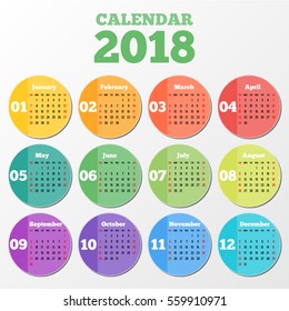 Circle calendar 2018 on grey background