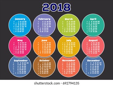 Circle calendar 2018. Vector illustration.