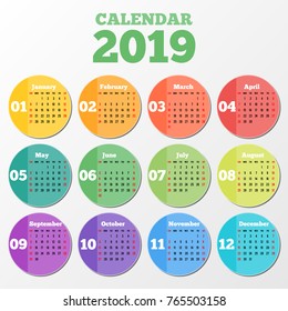 Circle calendar 2019 on grey background