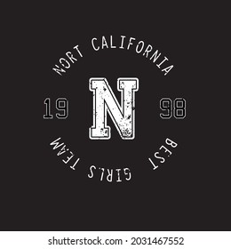 Circle California varsity slogan. College slogan typography print design. Vector t-shirt graphic or other uses.