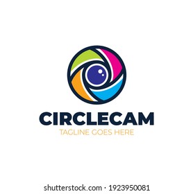 Circle Camera Eye vector Logo Design Template. Cctv, video monitoring abstract business logo idea.