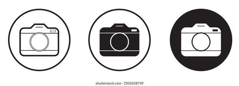 Circle camera icon set. photo camera icon. camera photography icon. Photo vector icon for graphic and web design.