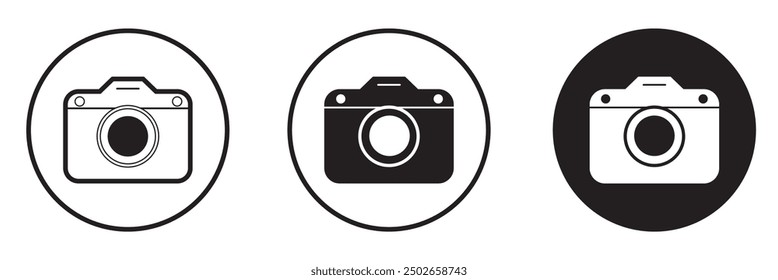 Conjunto de iconos de cámara de círculo. icono de cámara de fotos. icono de Fotografía de cámara. Icono del Vector de la foto para el gráfico y el Diseño web.
