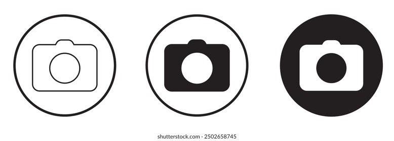 Circle camera icon set. photo camera icon. camera photography icon. Photo vector icon for graphic and web design.