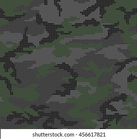 Circle camouflage seamless pattern in gray and green colors