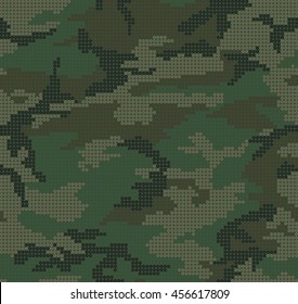 Circle camouflage seamless pattern in woodland colors