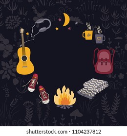 Circle Camping frame vector