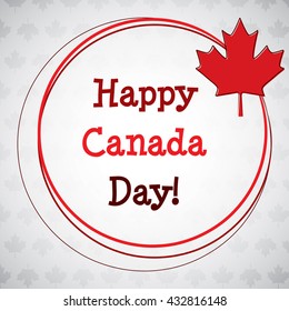 Circle Canada Day maple leaf card in vector format.