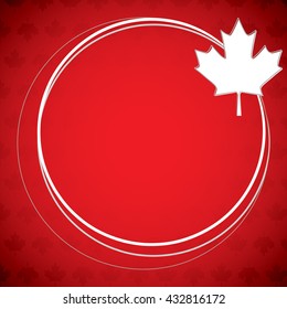 Circle Canada Day maple leaf card in vector format.