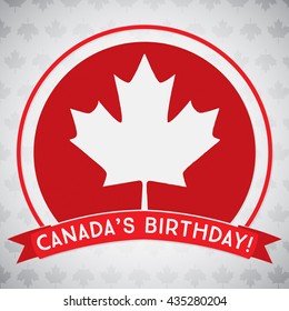 Circle Canada Day maple leaf card in vector format.