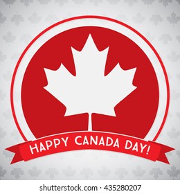 Circle Canada Day maple leaf card in vector format.