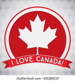 Circle Canada Day maple leaf card in vector format.