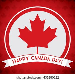 Circle Canada Day maple leaf card in vector format.