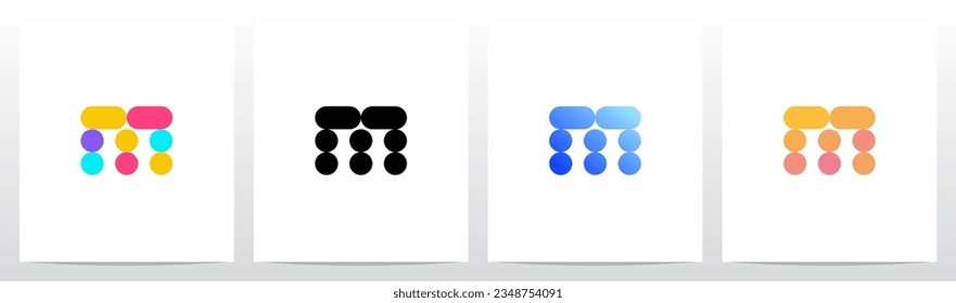Diseño De Logotipo De Letra Colorida Círculo Y Forma De Cápsula M