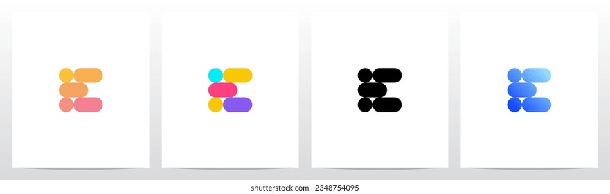 Circle And Capsule Shape Colorful Letter Logo Design E