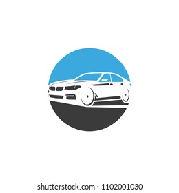 Circle Car Negative Space Style Symbol