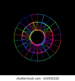 Circle carcass framework. Isolated on black background.Vector colorful illustration.