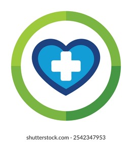 Circle of Care Cross Heart Logo - Vector de símbolos de atención médica holística