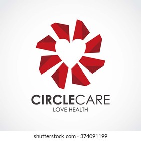 Circle care of love abstract vector and logo design or template social health business icon of company identity symbol concept