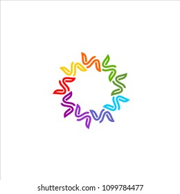 circle care rainbow, logo icon for sport team or company creative industry with eps 10 format