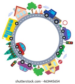 Circle with cars theme image 1 - eps10 vector illustration.