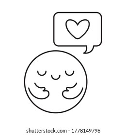 Circle cartoon with arms and heart inside bubble line style icon design of love passion and romantic theme Vector illustration
