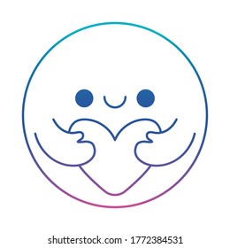 Circle cartoon with arms hugging heart degraded line style icon design of love passion and romantic theme Vector illustration