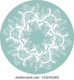 circle with carved delicate openwork swirls vector isolated background