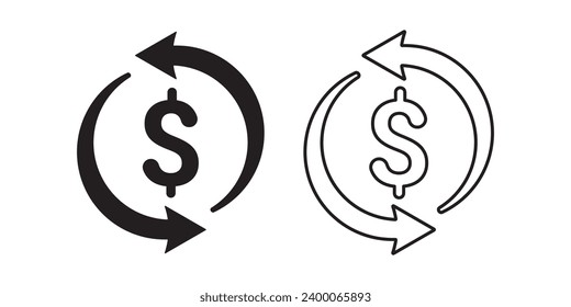circle cash flow icon management statement black and line, money flow, isolated white background, line, logo, for logo icon poster banner 
