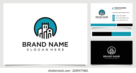 Concepto de diseño del logotipo del castillo circular