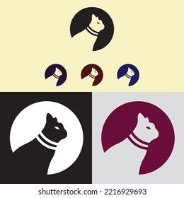 Circle cat animal logo design 