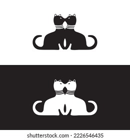 Circle cat animal logo design 