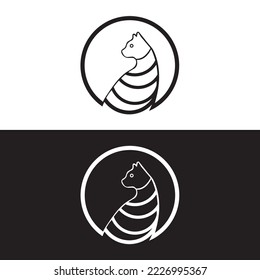 Circle cat animal logo design  
