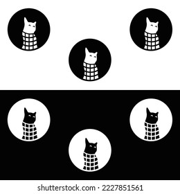 Circle cat animal logo design 