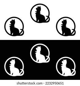 Circle cat animal logo design . icon logo 