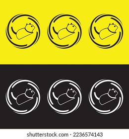 Circle cat animal logo design . icon logo 