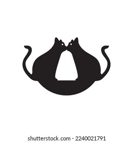 Circle cat animal logo design . icon logo 