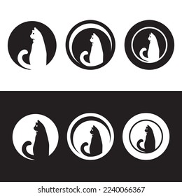 Circle cat animal logo design . icon logo 