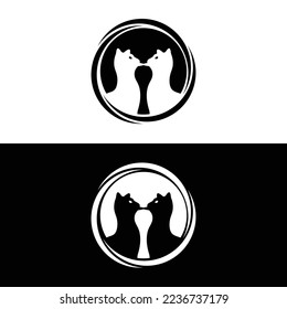 Diseño de la plantilla del logotipo del animal de un gato circular. logotipo de icono 