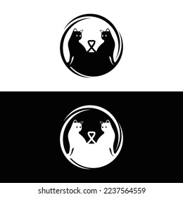 Diseño de la plantilla del logotipo del animal de un gato circular. logotipo de icono 