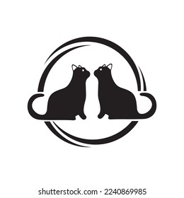 Circle cat animal logo template design . icon logo 