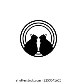 Circle cat animal vector logo design . Cat icon 