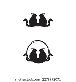 Circle cat animal vector logo template illustration 