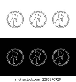 Circle cat animal vector logo template illustration 