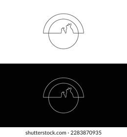 Circle cat animal vector logo template illustration 