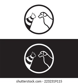 Circle cat and dog animal logo design . icon logo